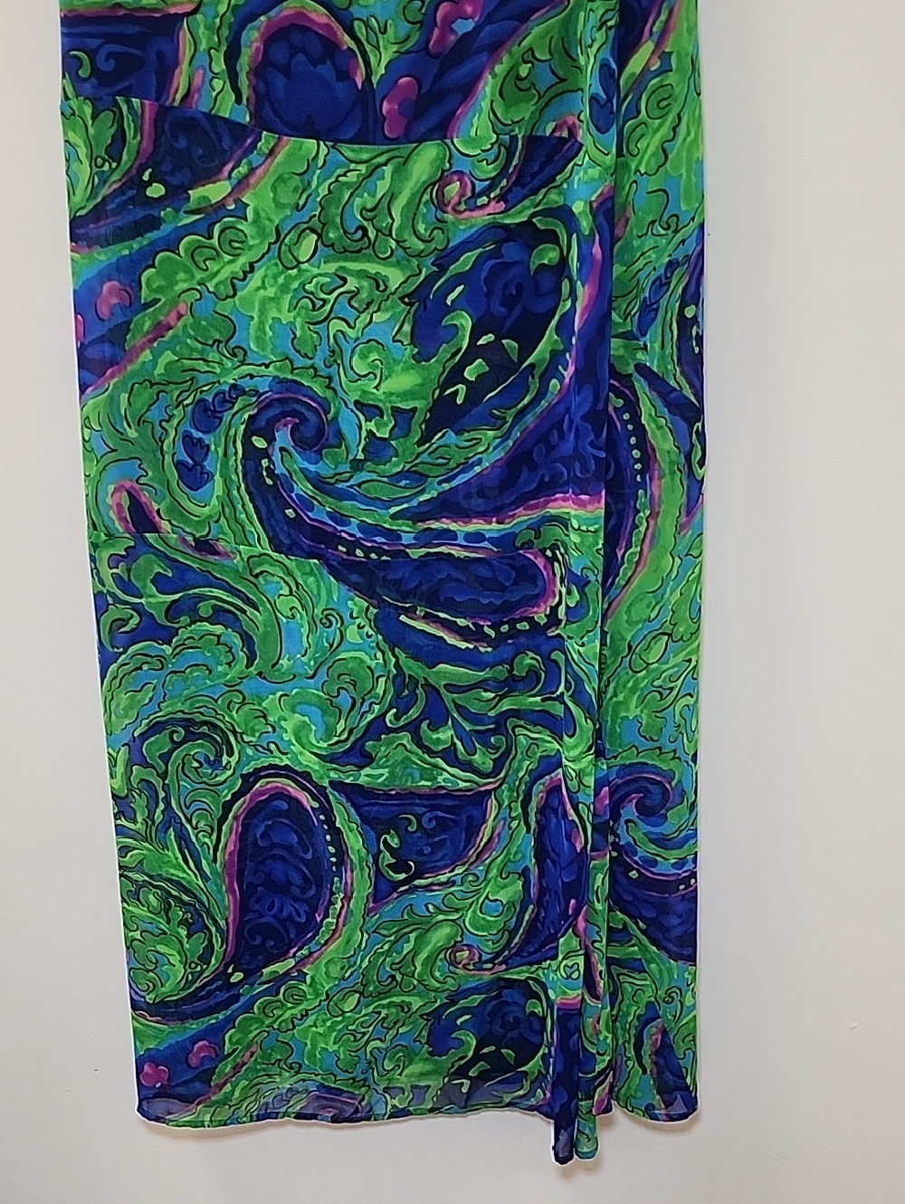 Show Me Your Mumu Vibrant Green & Blue Paisley Maxi Wrap Skirt size Small - Picture 11 of 16